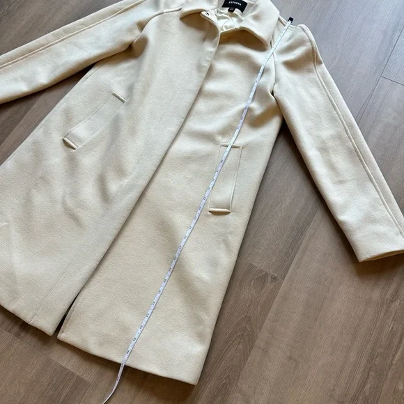 Express Classic Cream Wool Coat - Picture 4 of 9